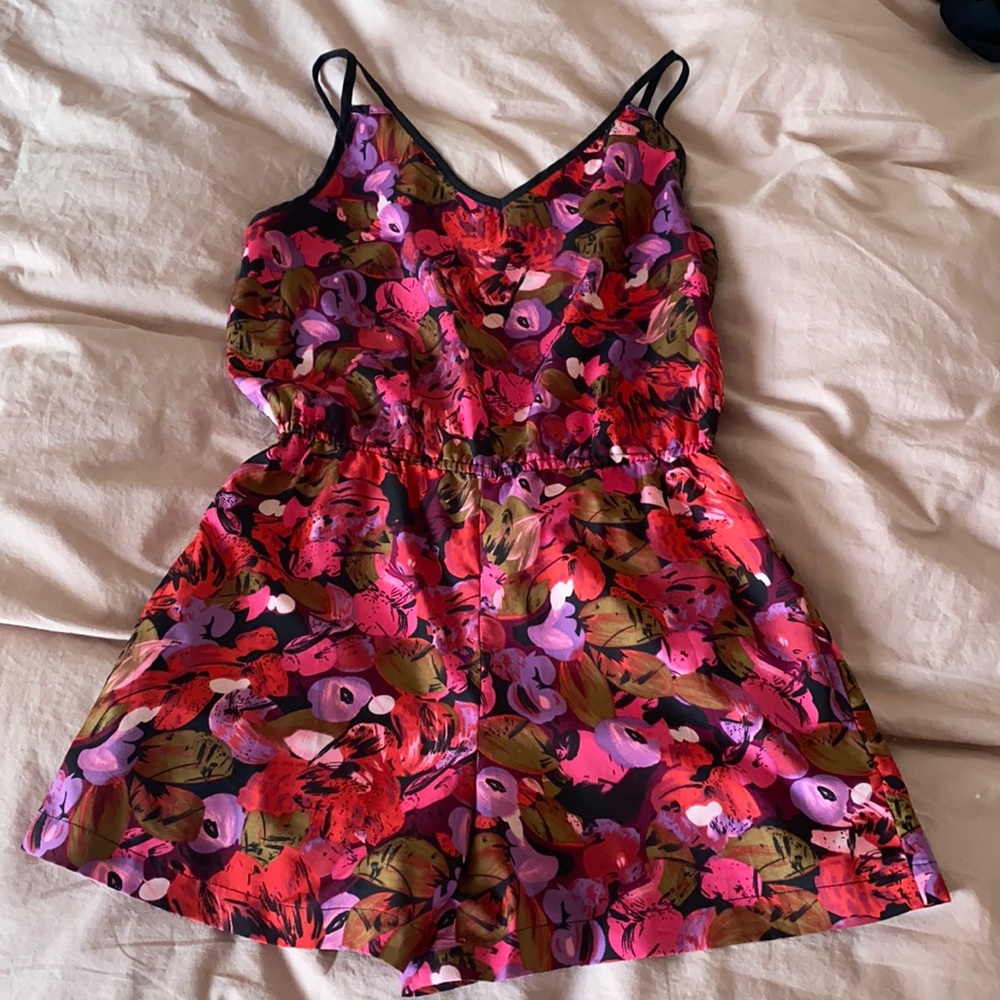 Pink floral romper